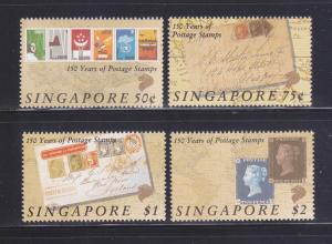 Singapore 563-566 Set MNH Stamps On Stamps (A)