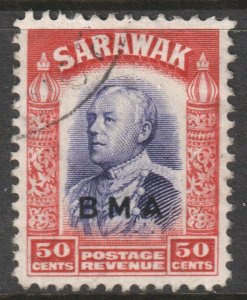 Sarawak Scott 148 - SG139, 1945 BMA Overprint 50c used