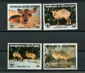 Ivory Coast #764-767 (IV124) Complete 1985 WWF issue, MNH, FVF