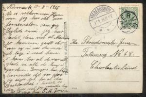 DENMARK 1915 GJERUM Star Cancel tying 5ore to picture postcard, VF