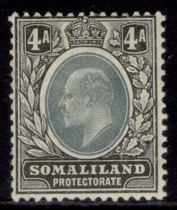 SOMALILAND PROTECTORATE EDVII SG50, 4a green & black, M MINT.