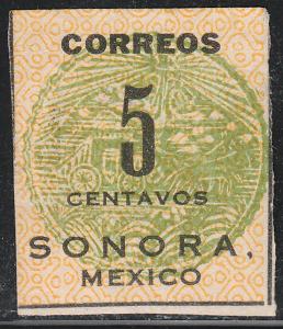 MEXICO 396, 5c SONORA STAGECOACH SEAL ISSUE. UNUSED, NG AS ISSUED. F. (412)