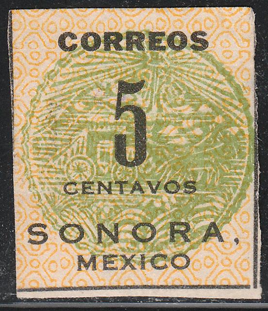 MEXICO 396, 5c SONORA STAGECOACH SEAL ISSUE. UNUSED, NG AS ISSUED. F. (412)