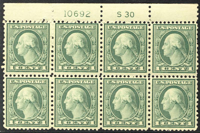 538 VF/XF OG NH, LARGE TOP, Plate Block of 8,  Very ..MORE.. pb2249