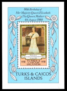 TURKS & CAICOS ISLANDS SC#441 Queen Mother 80th Birthday S/S (1980) MNH