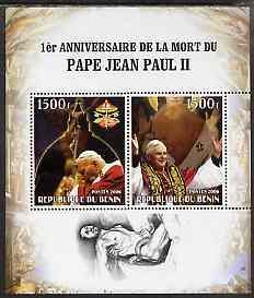 BENIN - 2006 - Pope John Paul II - Perf 2v Sheet - MNH - Private Issue