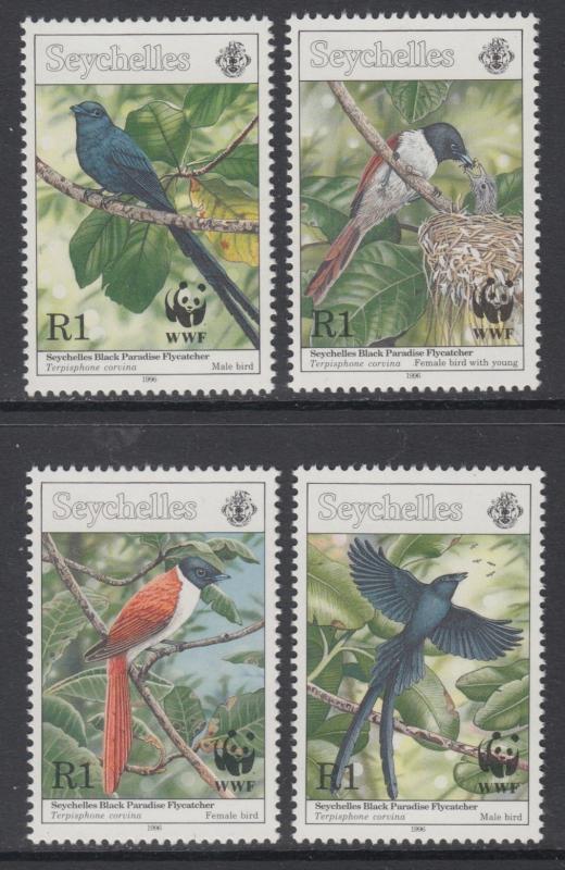 XG-BA155 SEYCHELLES IND - Wwf, 1996 Birds, Nature, Flycatcher MNH Set