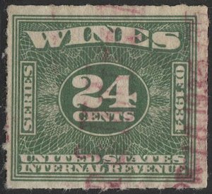 US 1934 Sc RE100 24c Wines, Used Revenue stamp, VF