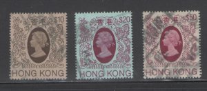 Hong Kong 1982 QE II 10, 20 & 50 Dollar Scott # 401 - 403 Used