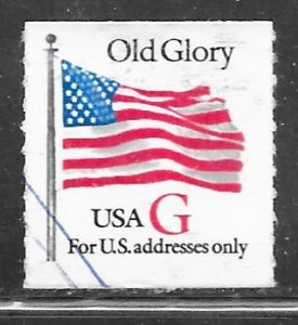 USA 2892: (32c) Old Glory, red G, rouletted, coil single, used, VF
