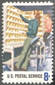 Scott #1494 1973 8¢ Postal Service Employees Manual Sorting MNH OG