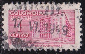 Colombia #RA41 tax Revenue Stamp 1949 1c Used Postmarked