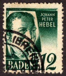 1947, Baden 12Pf, Used, Sc 5N4