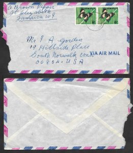 SD)1968 JAMAICA PAIR OF BUTTERFLIES, SWALLOW TAIL, AIR MAIL, COVER CIRCULATED