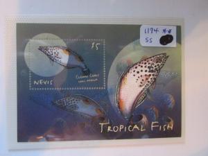 #1194 Nevis TROPICAL FISH $5 stamp MNH Clown Coris