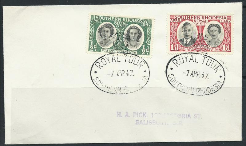 Southern Rhodesia SG 62 + 63 Royal Tour 7 APR 47  Cancel ...