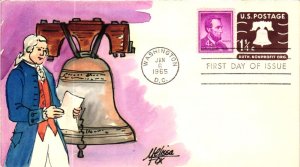 #U547 Liberty Bell Stamped Envelope - ONE OF A KIND  Hand Painted Melissa Fox...