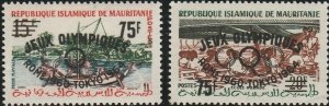 Mauritania, #126-127  Mint Hinged From 1964      overprints for olympic games