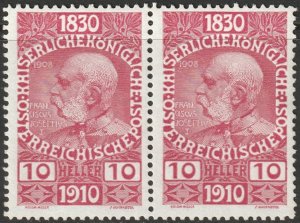 Austria 1910 Sc 133 pair MNH**