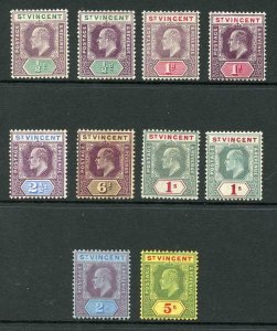 St Vincent SG85/92 set to 5/- inc shades M/M Cat 190 pounds