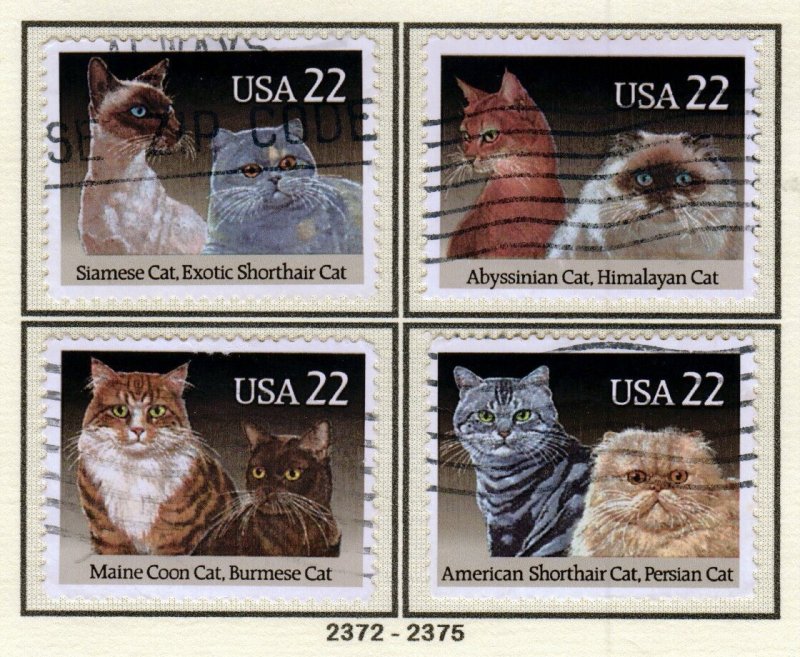 SC# 2372-74 - (22c) - Cats, Set of 4 USED singles