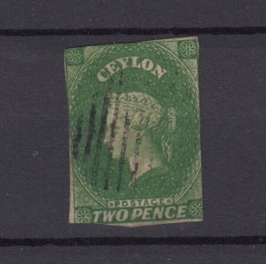 Ceylon QV 1857 2d Green Imperf SG3 Fine Used BP9388