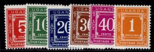 UGANDA QEII SG D1-D6, 1967 postage due set, NH MINT.