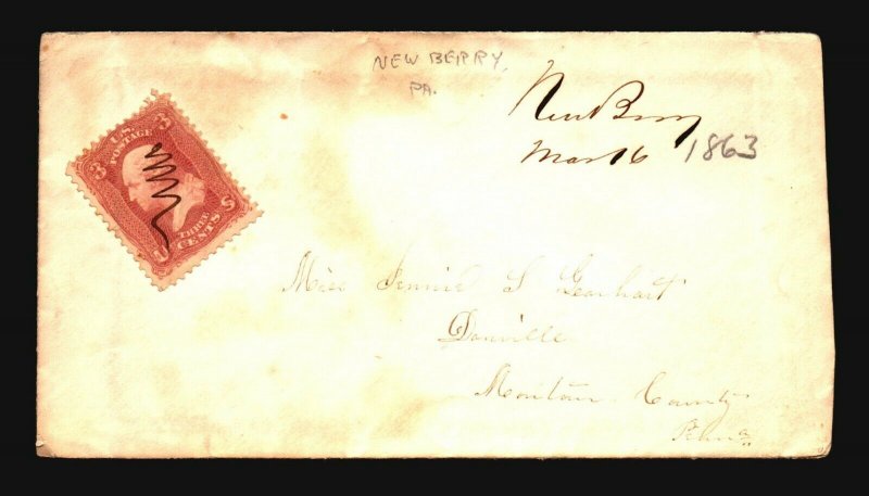 US 1863 New Berry PA Cover / Pen Cancel - Z18635