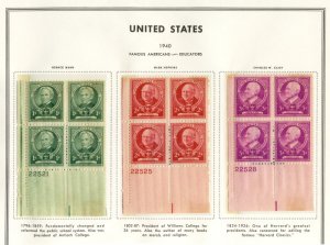 US #869, 870 and 871 PLATE BLOCKS,  VF/XF mint never hinged,  1c - 3c values,...