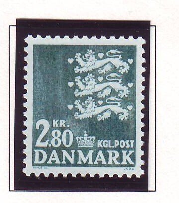 Denmark Sc 643 1979 2.80 kr dull green 3 lions stamp mint NH