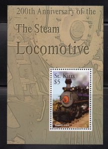 St. Kitts 2004 $5.00 Steam Locomotive Souvenir Sheet, Scott 600 MNH