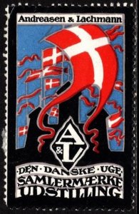 Vintage Denmark Poster Stamp The Danish Week Collector's Brand Exhibition