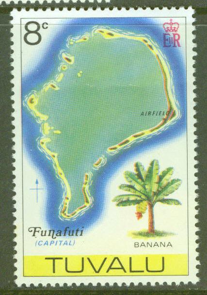 TUVALU Scott 27 MNH** Map of Funafuti atol