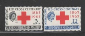 ST. KITTS- NEVIS #143-144 1963 INT'L RED CROSS MINT VF NH O.G