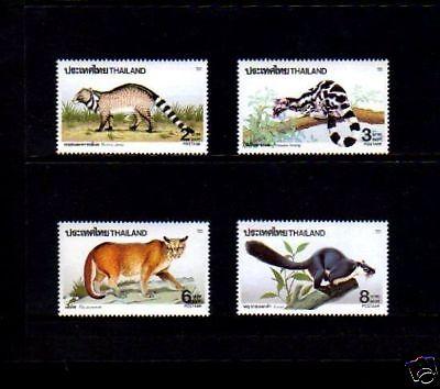 THAILAND - 1991 - WILD ANIMALS - GOLDEN CAT - CIVET - SQUIRREL - MNH - MINT SET!