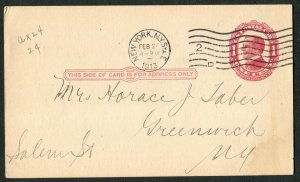 1913 US Postal Card McKinley 1c Red New York Station E National Cloak Suit Co