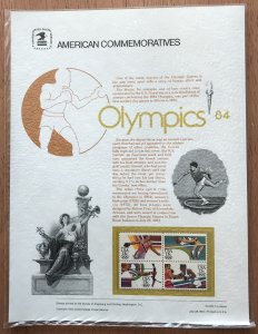 US CP193 Commemorative Panel Block of 4 #2051a Olympics '84 SCV $6.50 L34