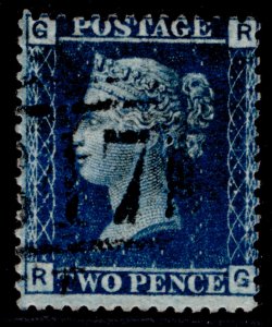 GB QV SG45, 2d blue plate 9, FINE USED. Cat £15. RG