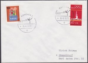 GERMANY 1972 Olympic Games cover special pmk GYMNASTICS....................A2911