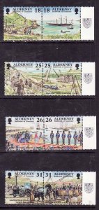 Alderney-Sc#106-13- id5-unused NH set-Military-Ships-Garrison Island-1997-