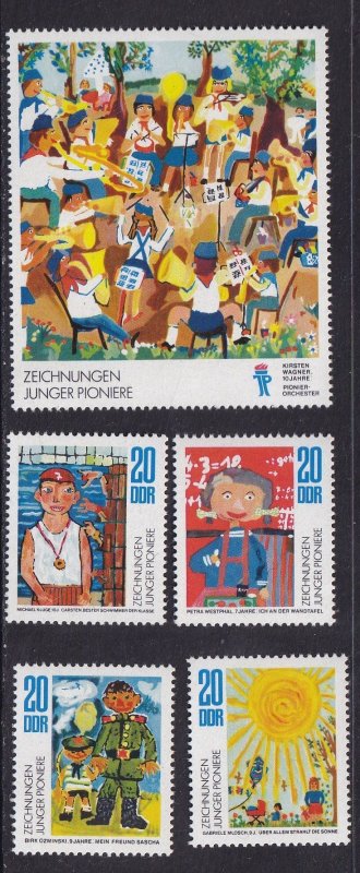 German Democratic Republic DDR  #1592a-d MNH 1974  young pioneers' drawings