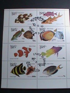 OMAN 1974 -WORLD COLORFUL LOVELY BEAUTIFUL TOPICAL FISHES CTO SHEET VERY FINE