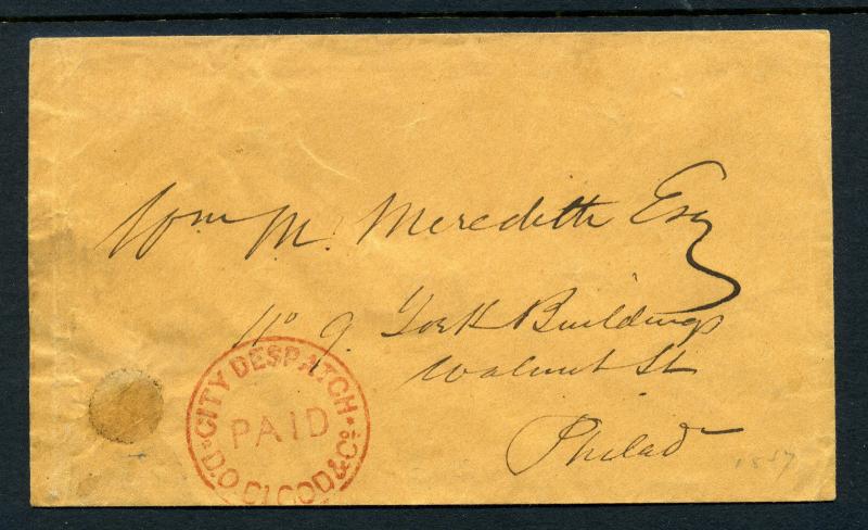 City Despatch, D.O. Blood & Co. , RED Paid Handstamp on Nice Cover