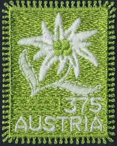 2005 Austria Edelweiss embroidered stamp, flowers VF/MNH, LOOK! 