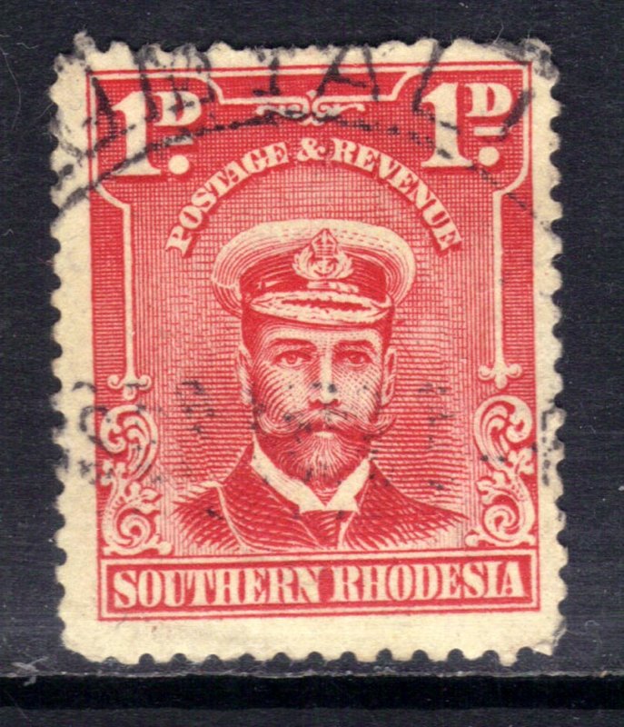 Southern Rhodesia 1924 - 29 KGV 1d Bright Rose used SG 2 ( D987 )