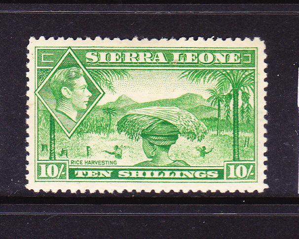 SIERRA LEONE  1938-44  10/- KGVI PICTORIAL   MLH  SG 199