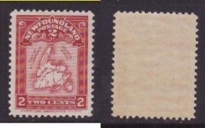 Newfoundland-Sc #86- id25-unused NH og 2c Map-carmine [shade]-1908-rainbow colou