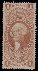 US #R72c, $1.00 Manifest, used, VF, Scott $40.00