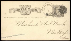 USA 1875 FALL RIVER Massachusetts Fancy Leaf Cancel Postal Card Cover 96294