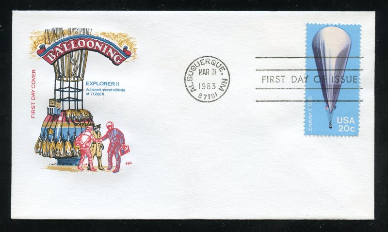 US 2035 Hot Air Balloons - Explorer II UA Farnam cachet FDC 